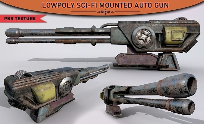 LOWPOLY SCI-FI GUN  Low-poly 3D model
