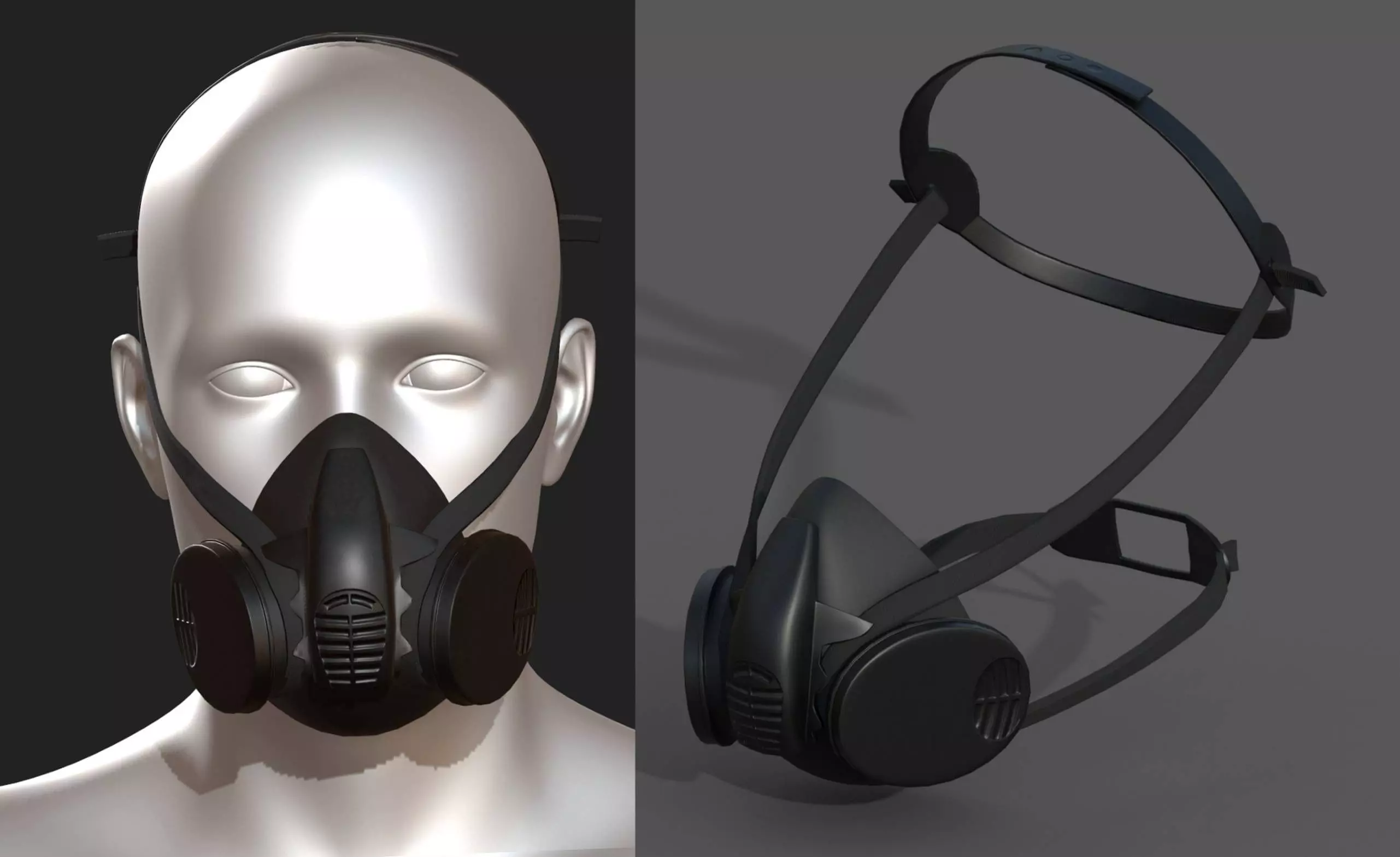 Gas mask helmet 3d model military Low-poly 3D model_0