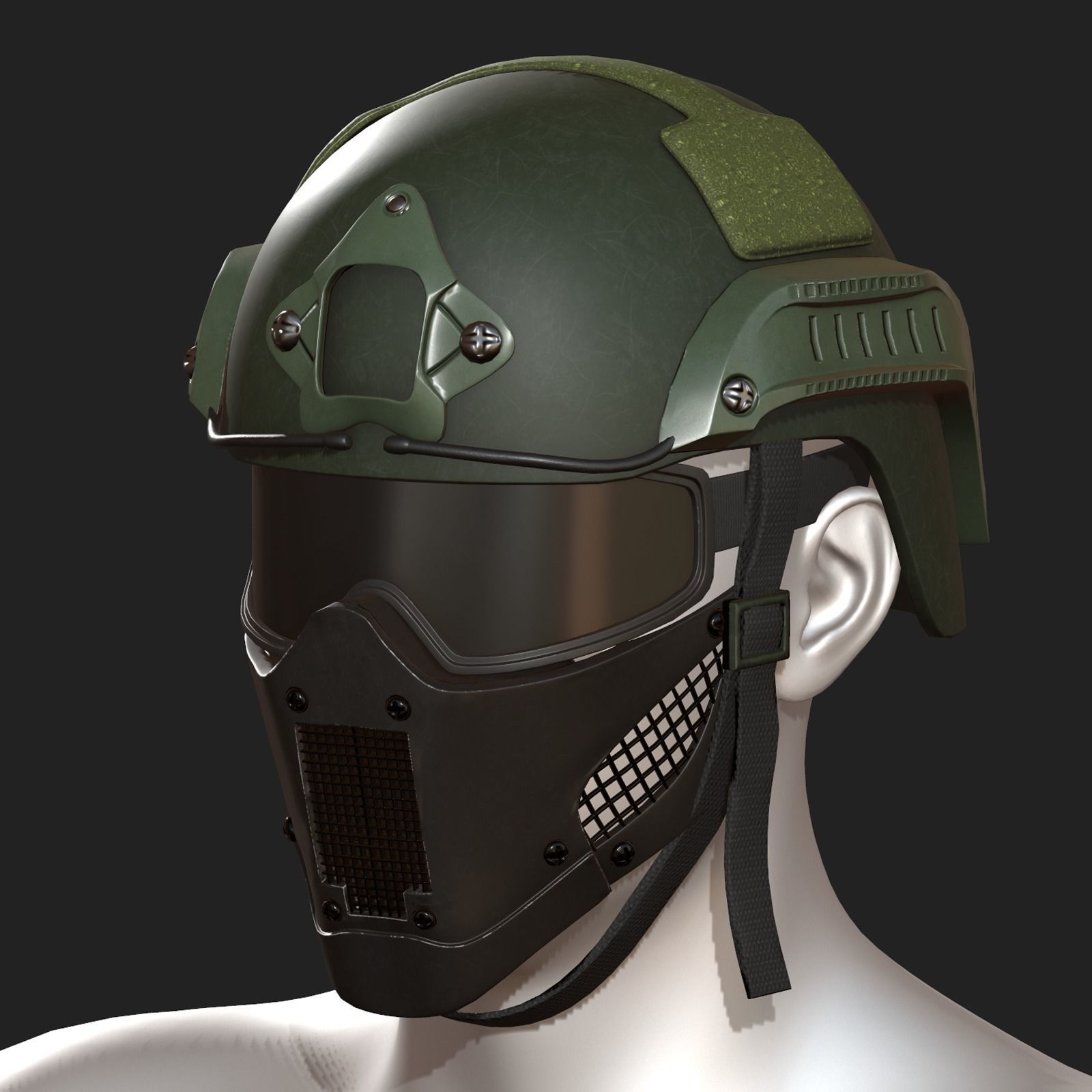 Helmet mask millitary combat soldier armor Low-poly 3D model_4
