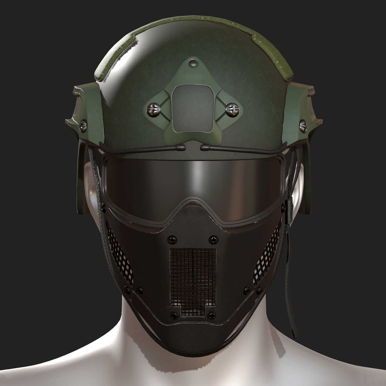 Helmet mask millitary combat soldier armor Low-poly 3D model_5