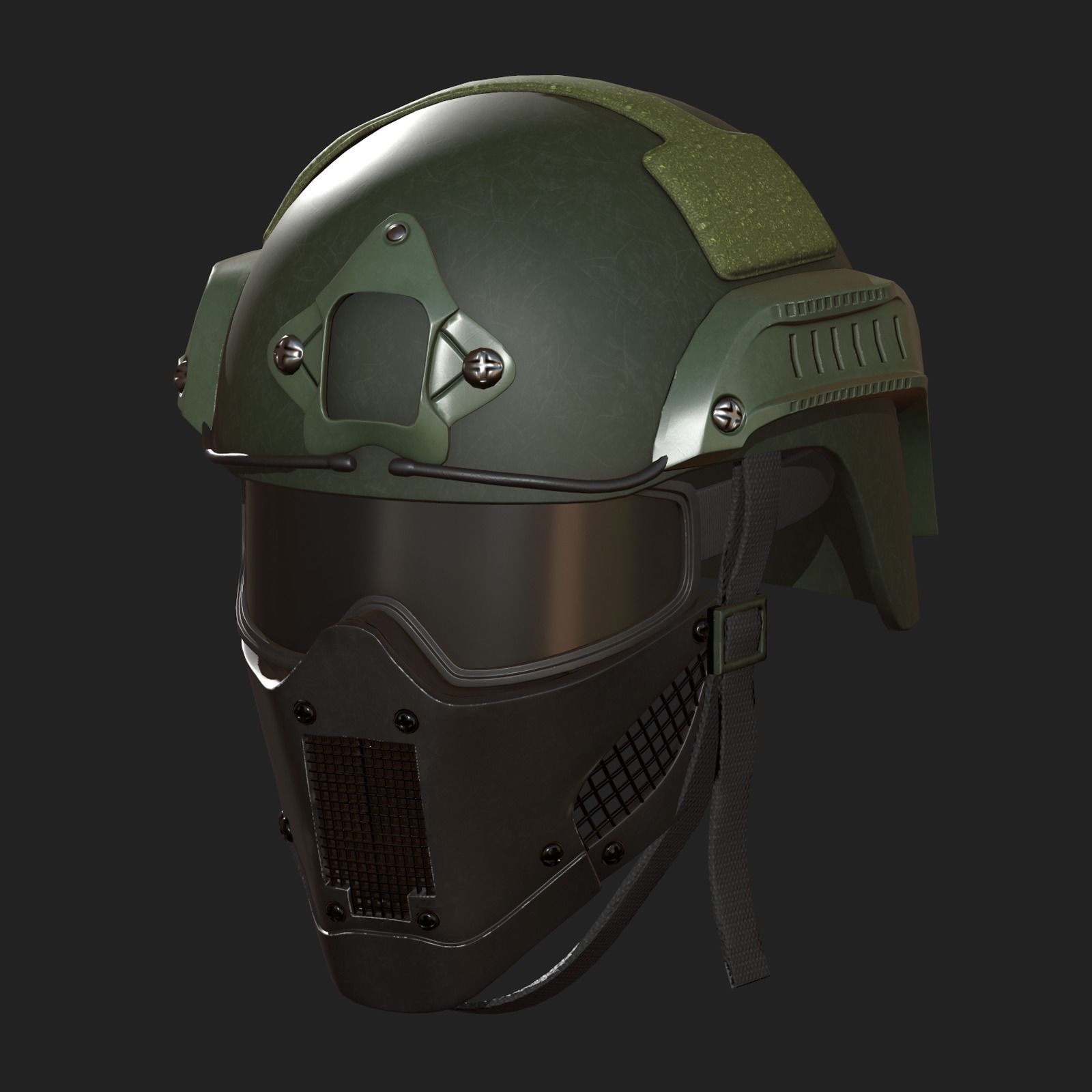 Helmet mask millitary combat soldier armor Low-poly 3D model_3