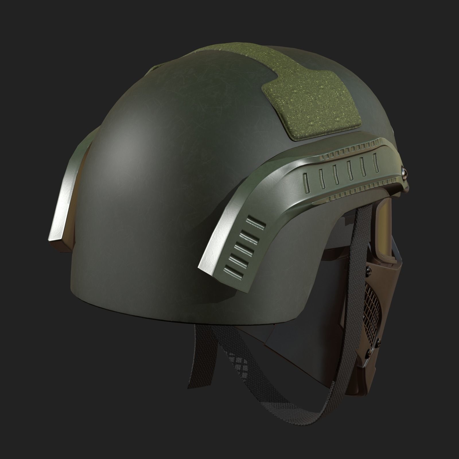 Helmet mask millitary combat soldier armor Low-poly 3D model_9