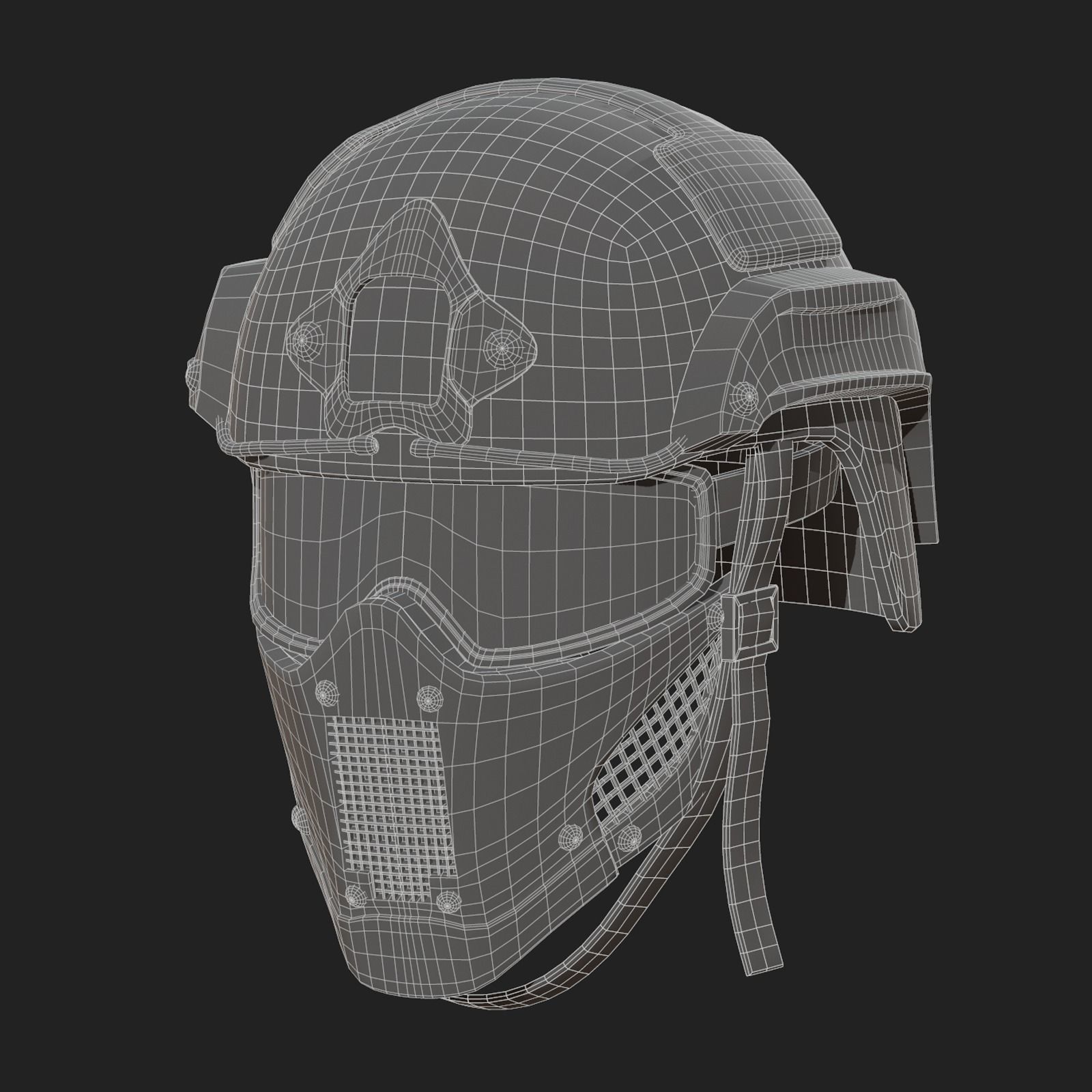 Helmet mask millitary combat soldier armor Low-poly 3D model_10