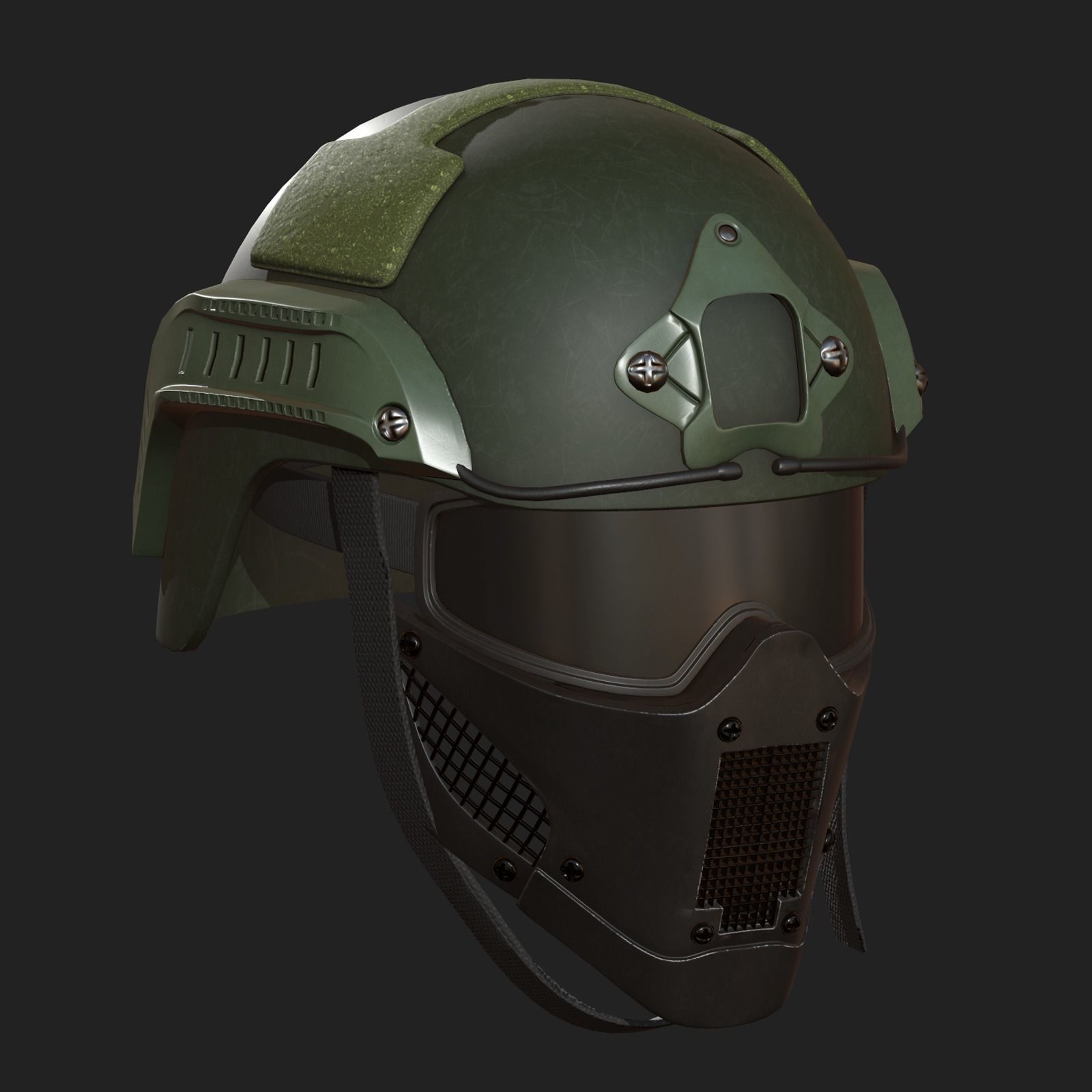 Helmet mask millitary combat soldier armor Low-poly 3D model_2