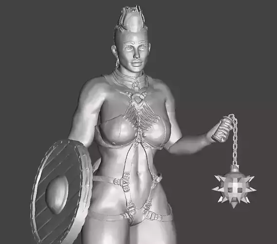 Gladiator woman holding sword and shield