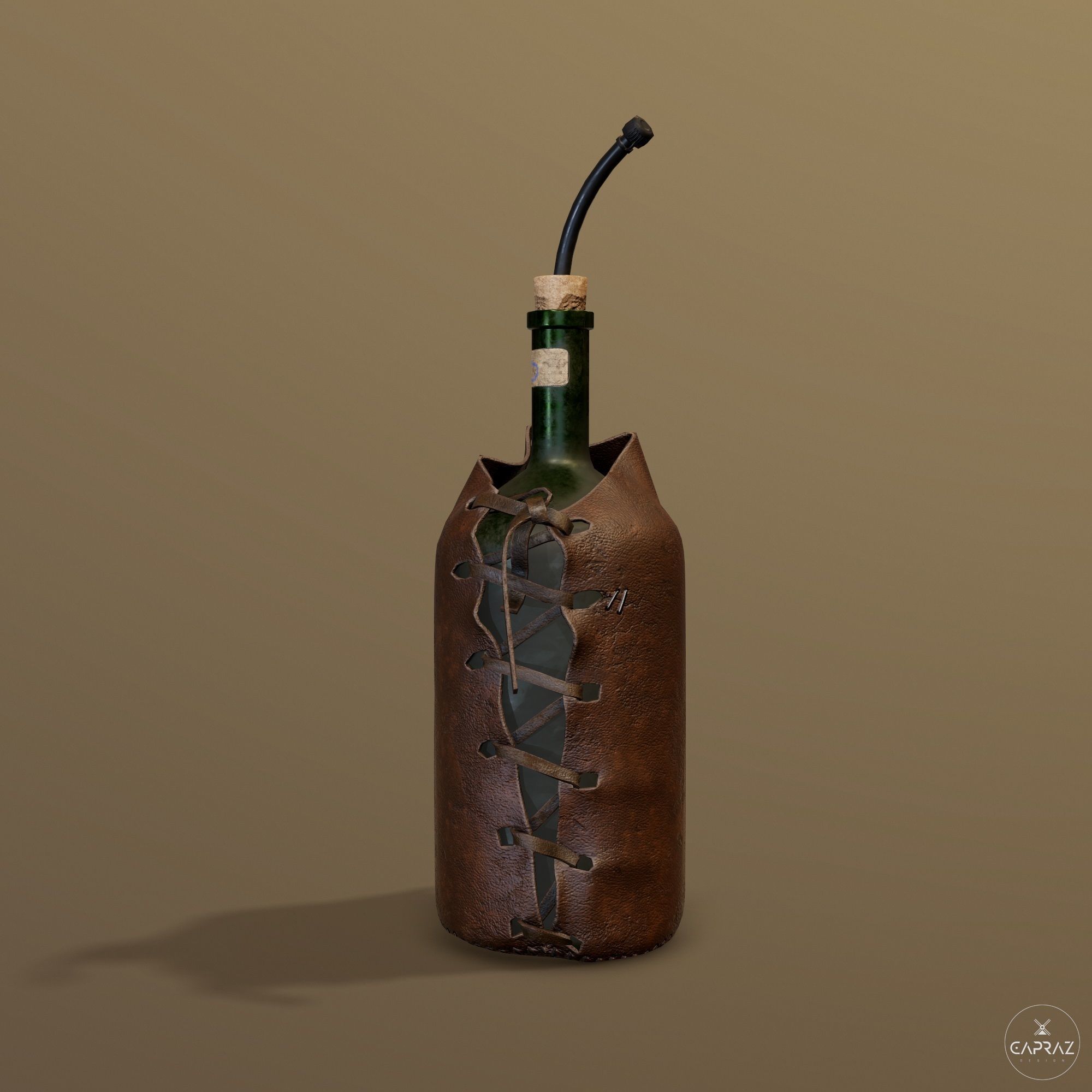 Leather Bottle Case - rc Low-poly 3D model_23