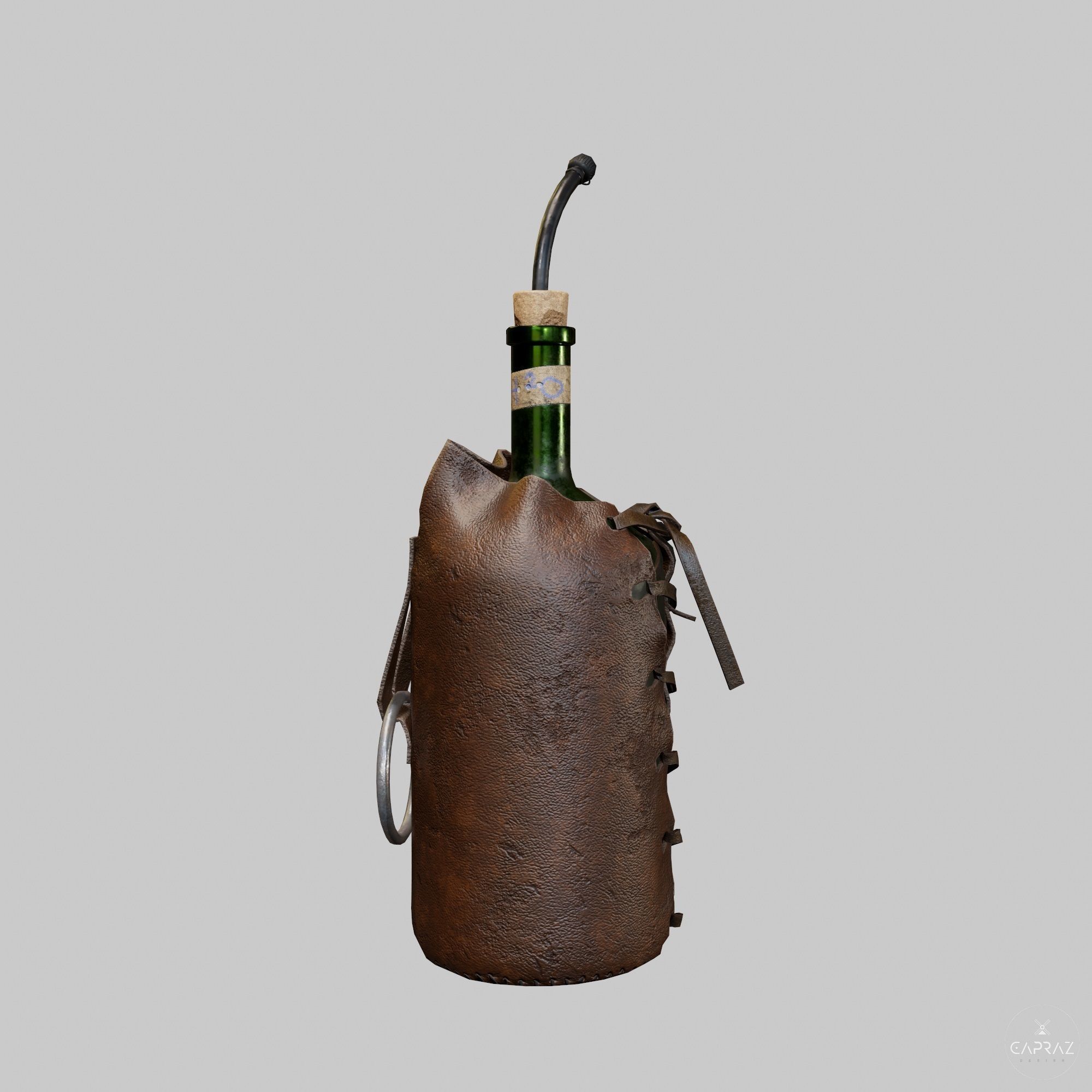 Leather Bottle Case - rc Low-poly 3D model_8