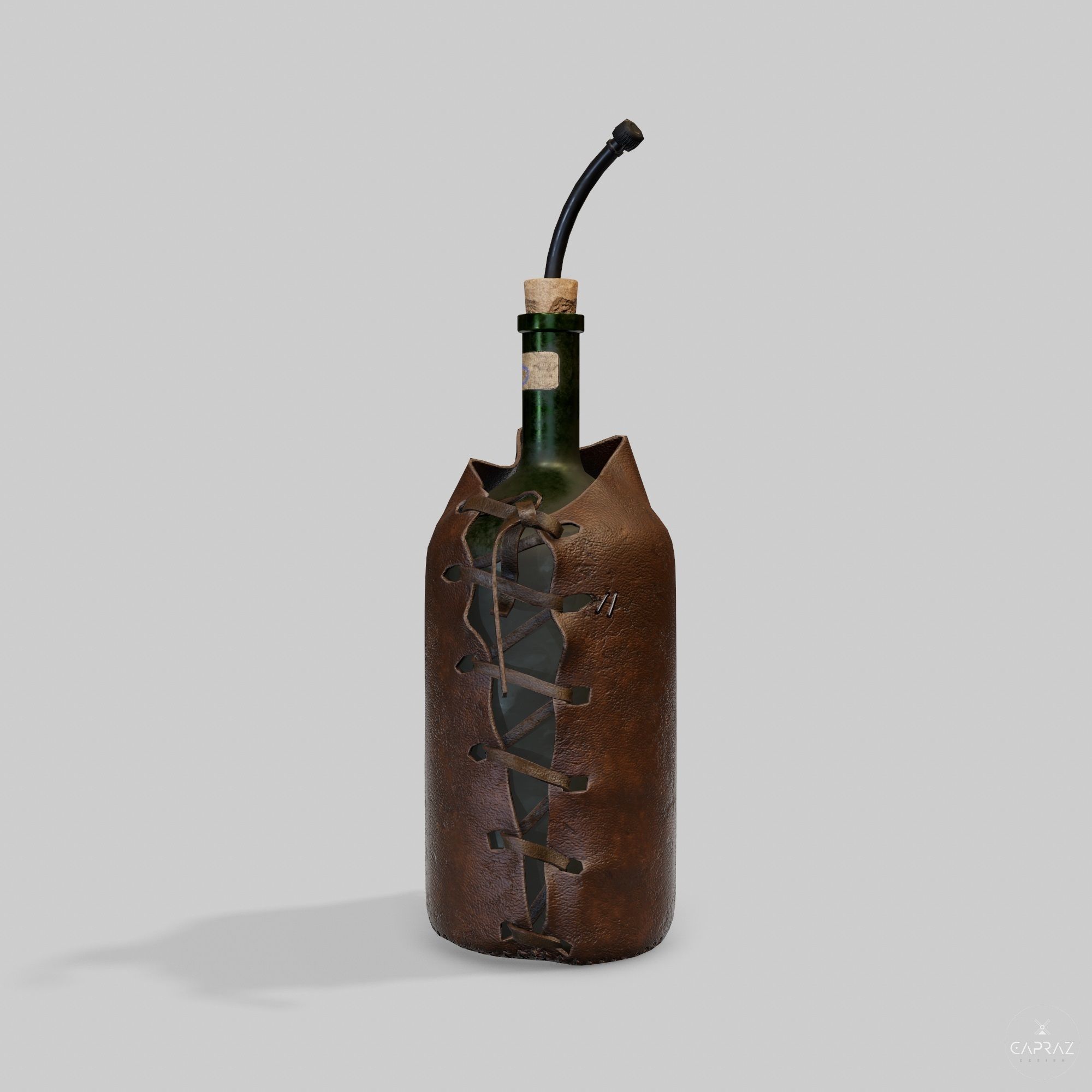 Leather Bottle Case - rc Low-poly 3D model_3