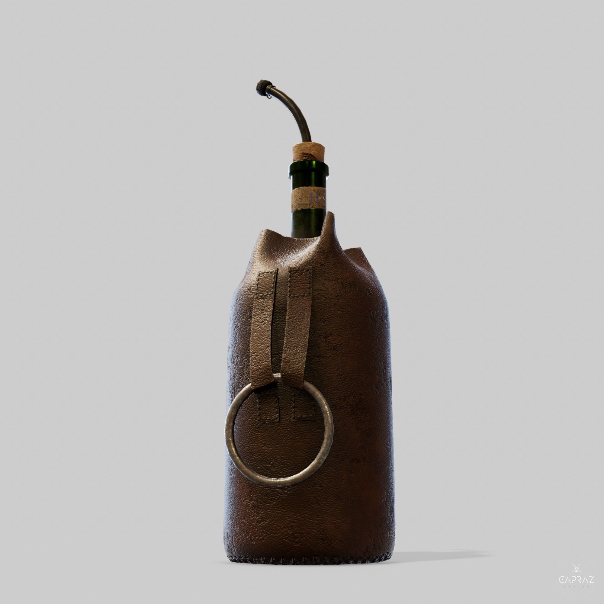 Leather Bottle Case - rc Low-poly 3D model_16