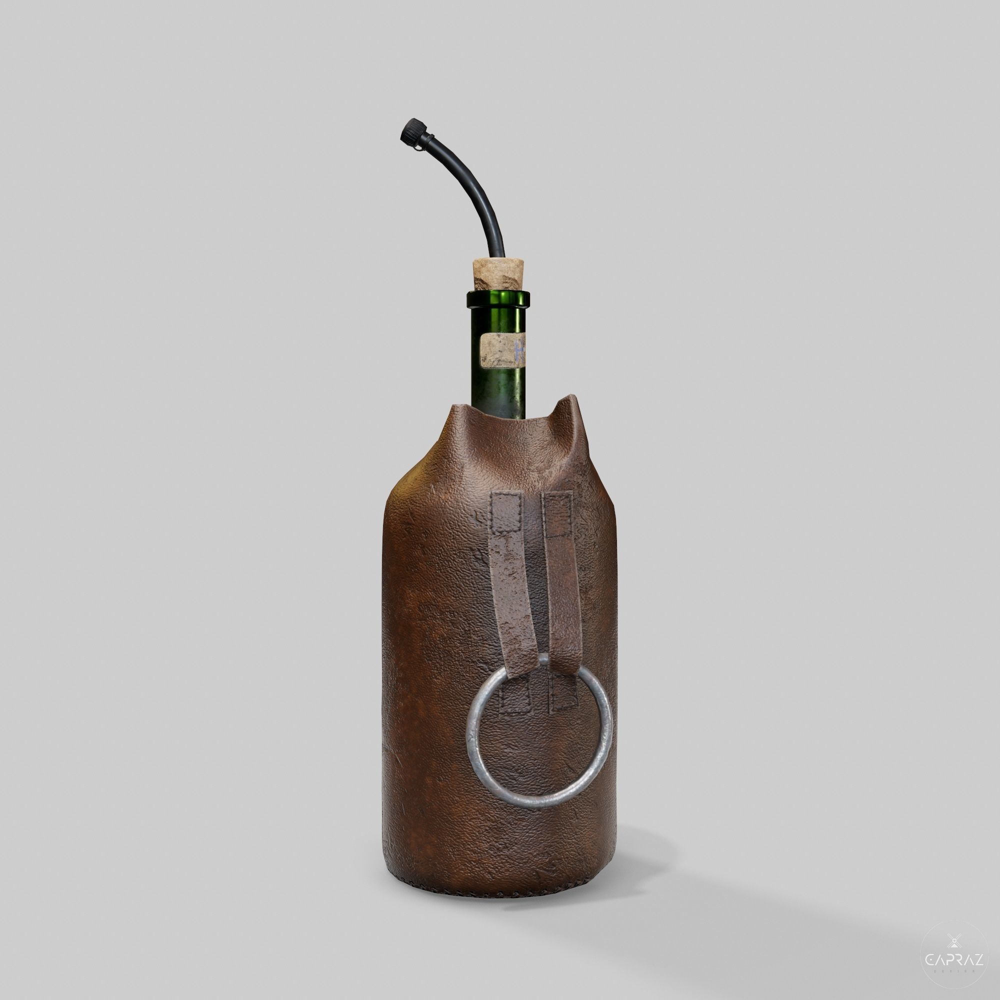 Leather Bottle Case - rc Low-poly 3D model_5
