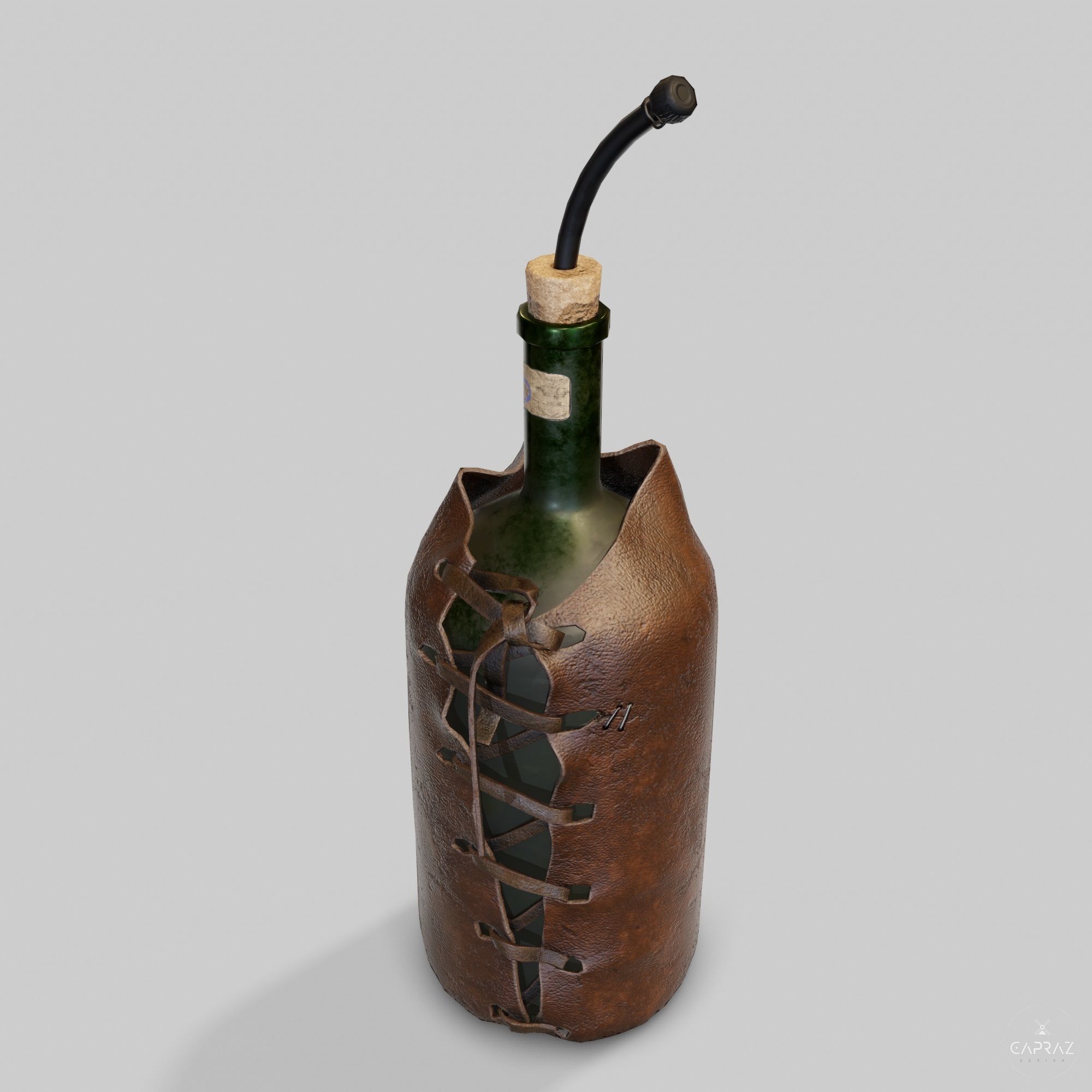 Leather Bottle Case - rc Low-poly 3D model_20