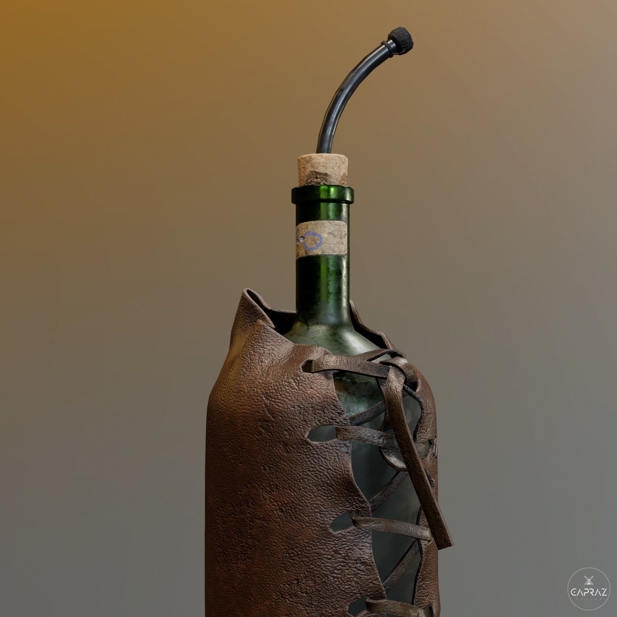 Leather Bottle Case - rc Low-poly 3D model_12