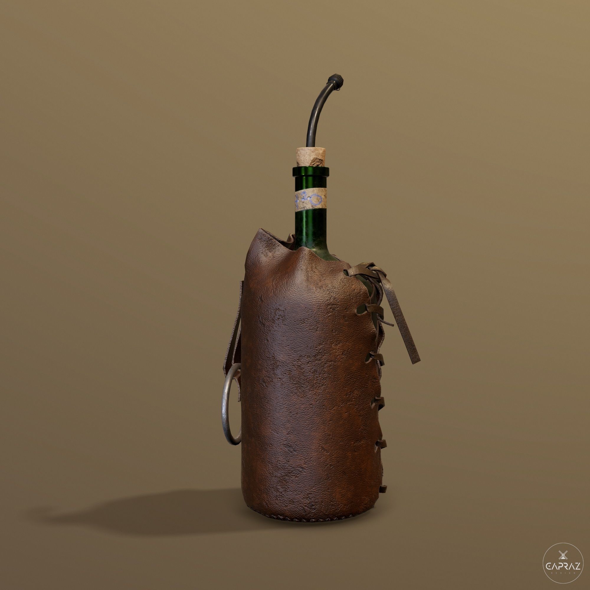 Leather Bottle Case - rc Low-poly 3D model_11