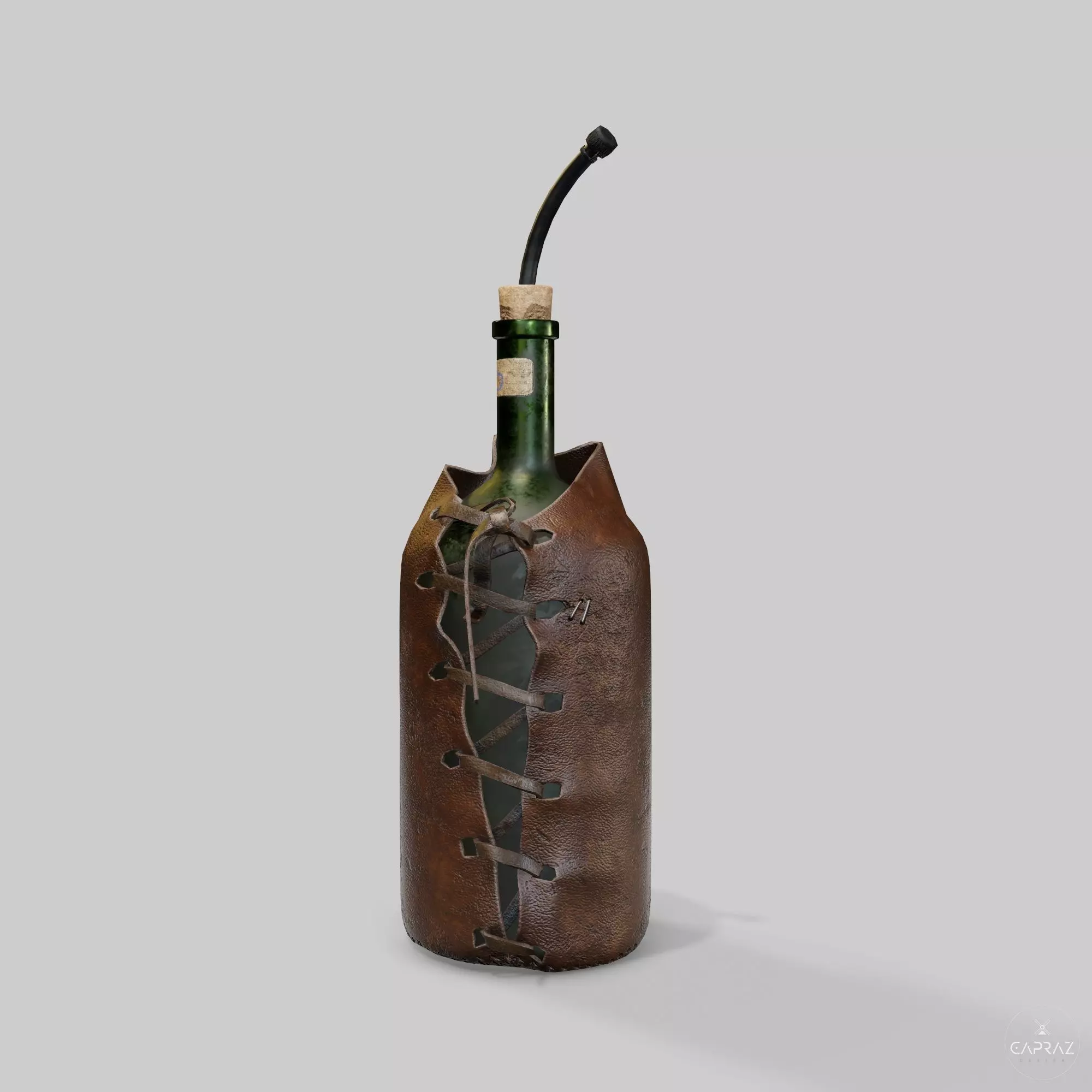 Leather Bottle Case - rc Low-poly 3D model_0