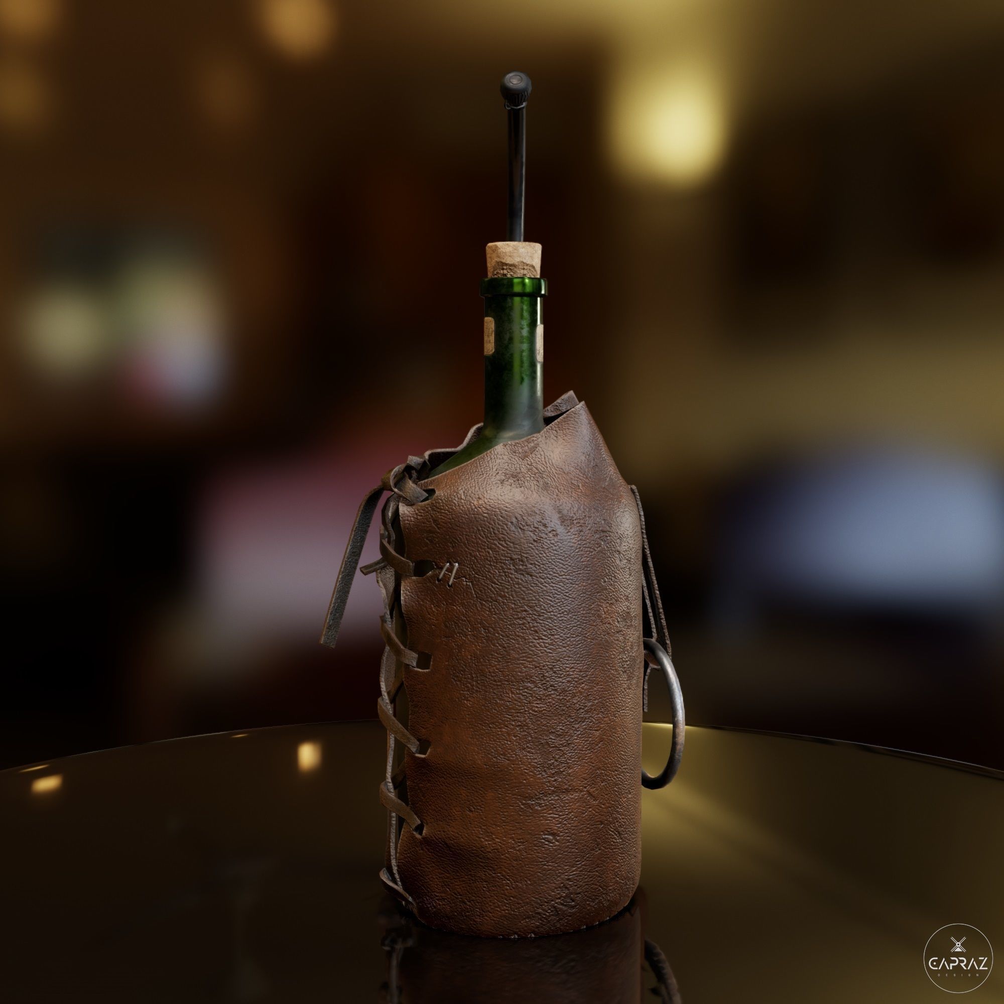 Leather Bottle Case - rc Low-poly 3D model_24