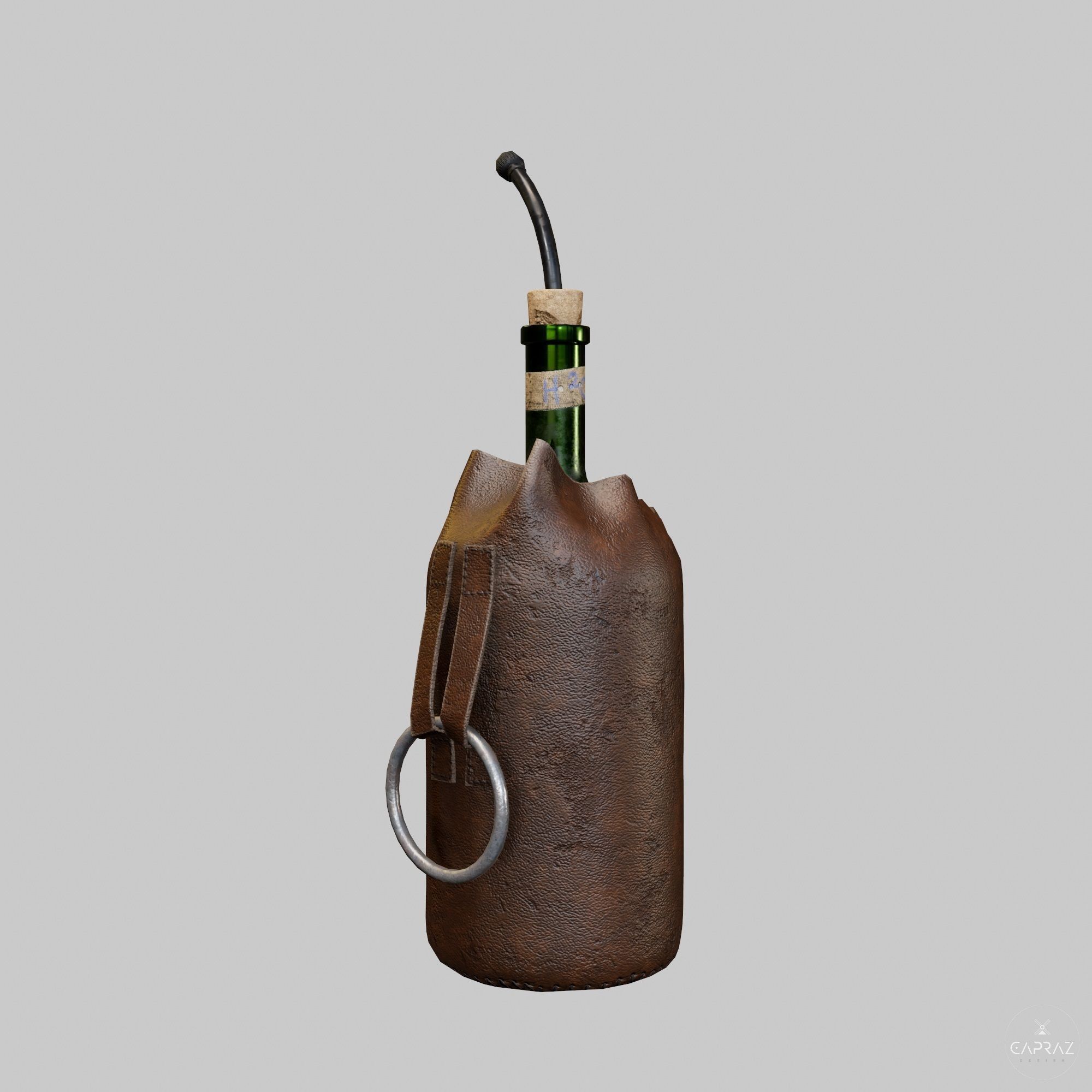 Leather Bottle Case - rc Low-poly 3D model_9