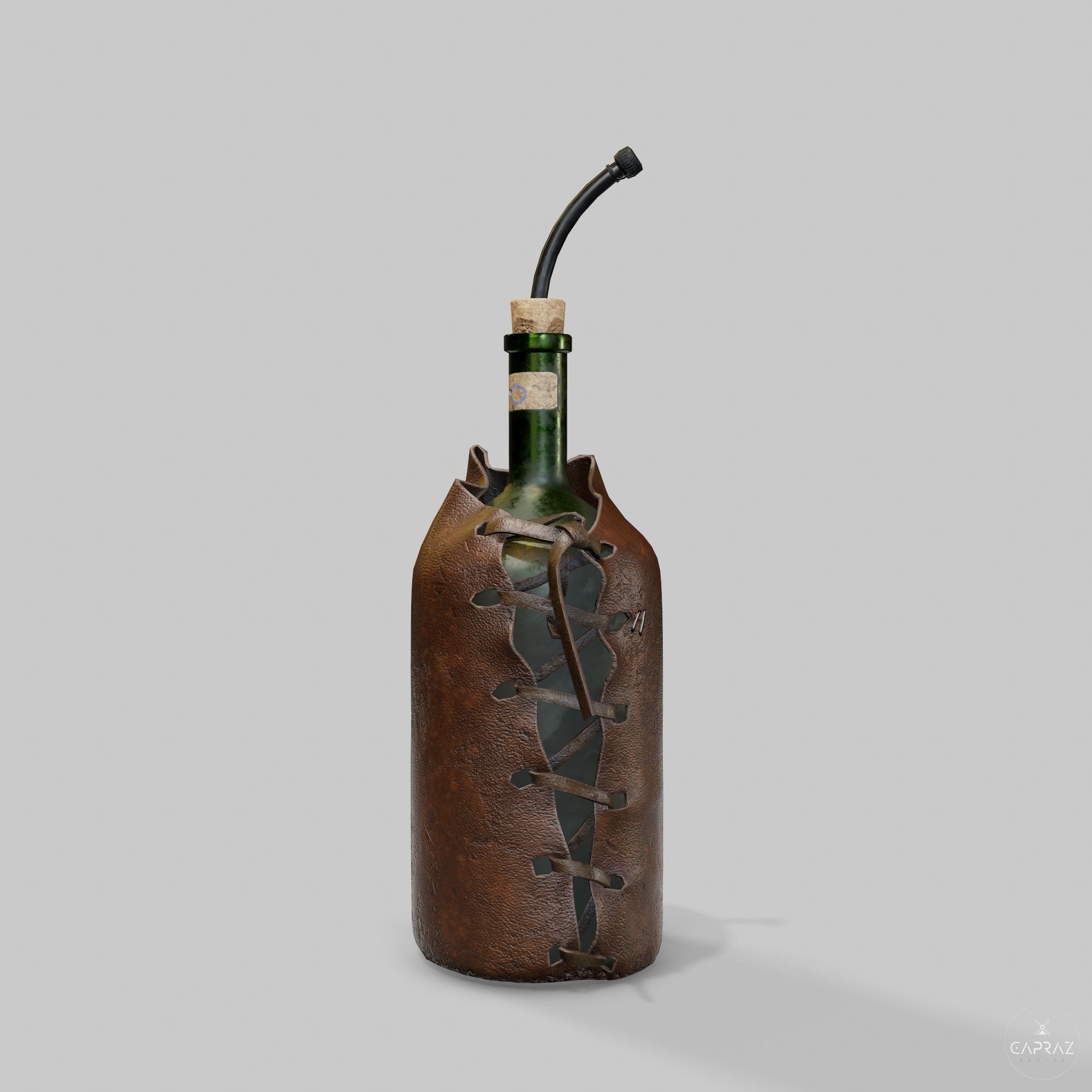 Leather Bottle Case - rc Low-poly 3D model_7