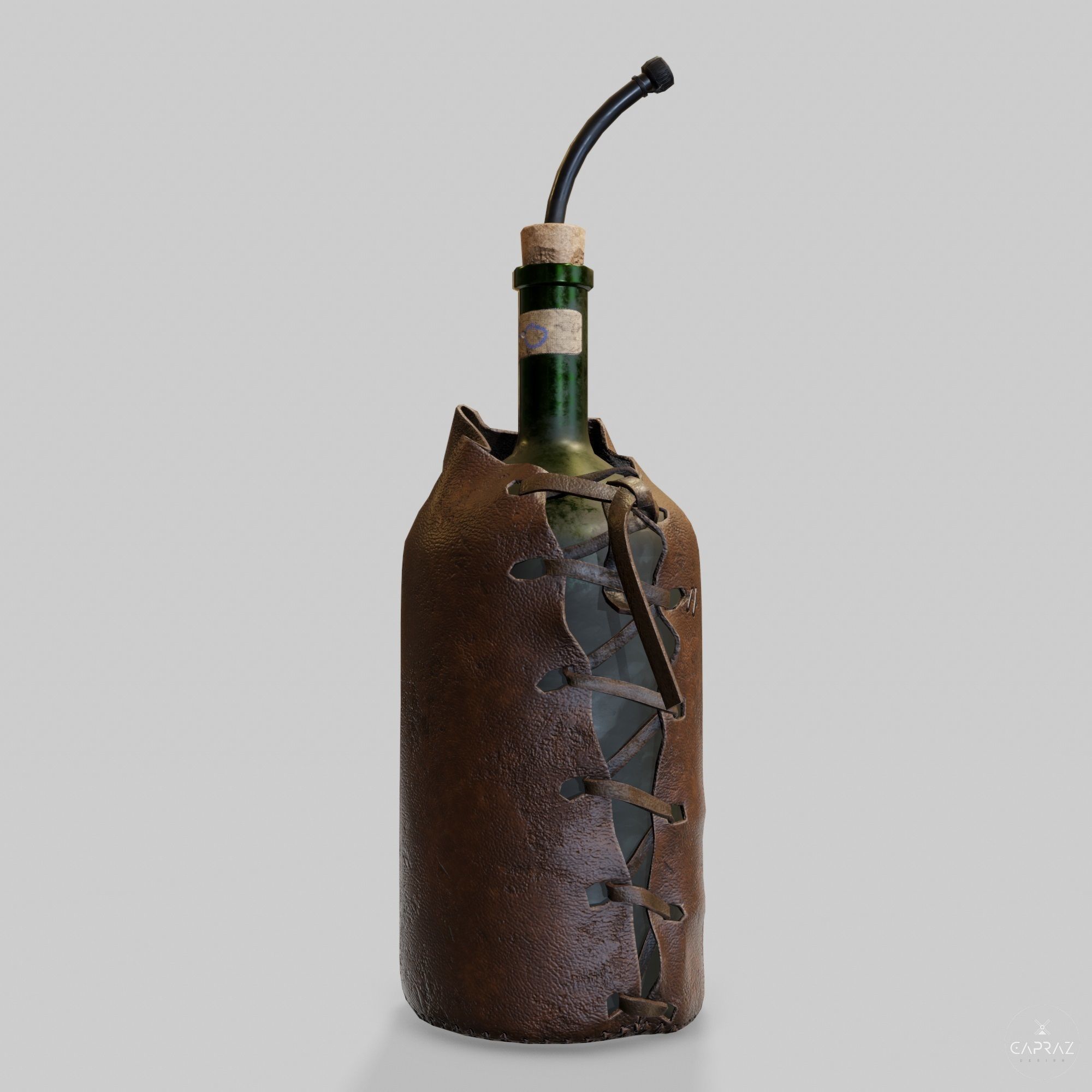 Leather Bottle Case - rc Low-poly 3D model_21