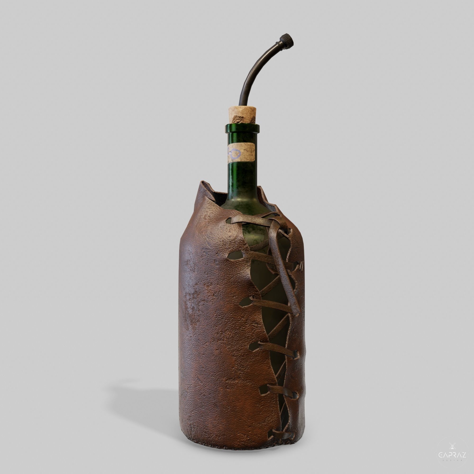 Leather Bottle Case - rc Low-poly 3D model_17