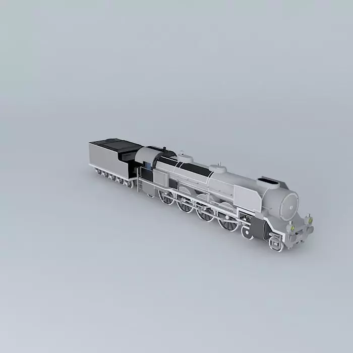 Locomotive silver train Free 3D model_0