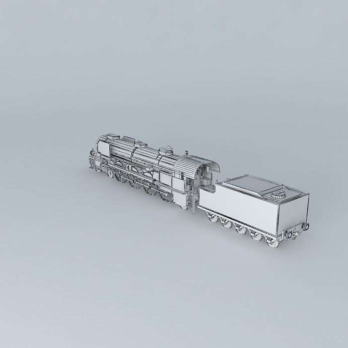 Locomotive silver train Free 3D model_4