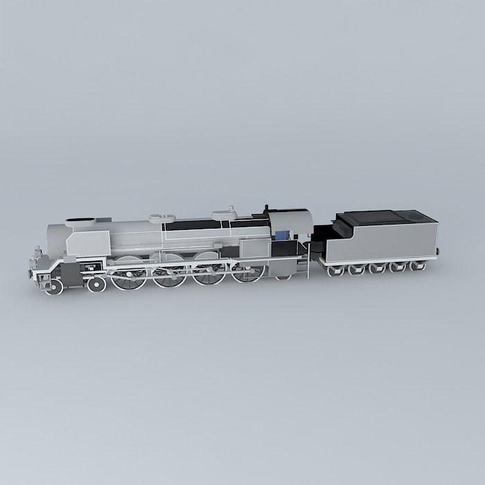 Locomotive silver train Free 3D model_2
