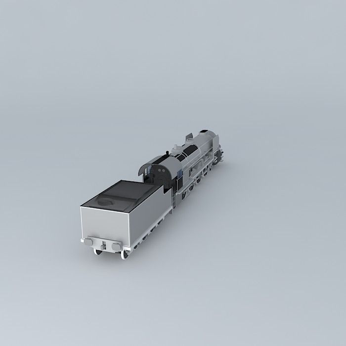 Locomotive silver train Free 3D model_1