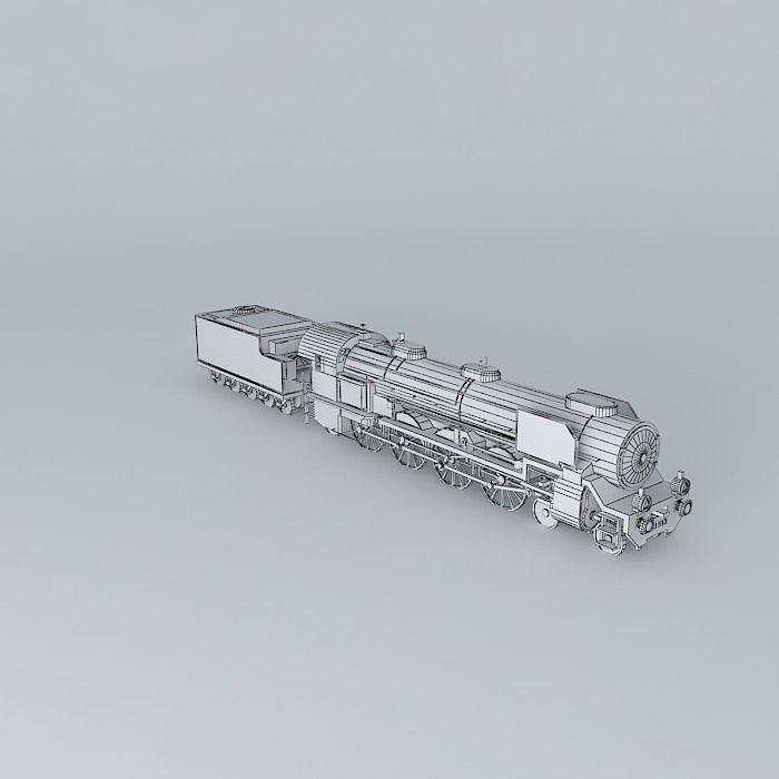 Locomotive silver train Free 3D model_3
