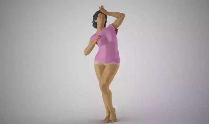 Woman Hide Face from Sun 3D print model