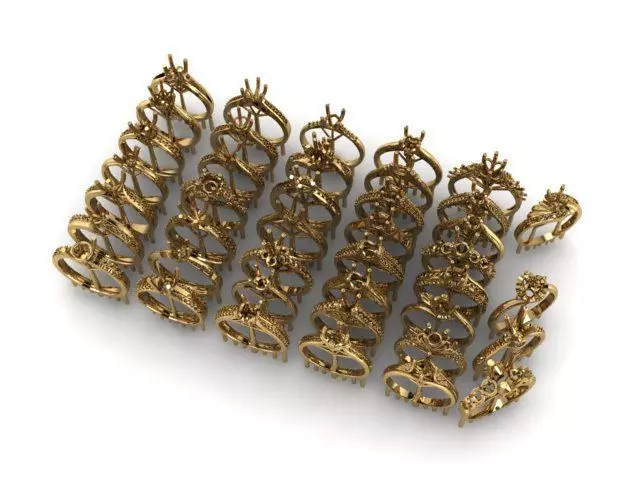 ring ring group of gold rings 3D print model_0