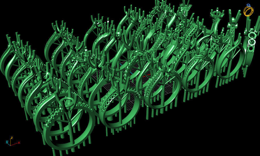 ring ring group of gold rings 3D print model_2