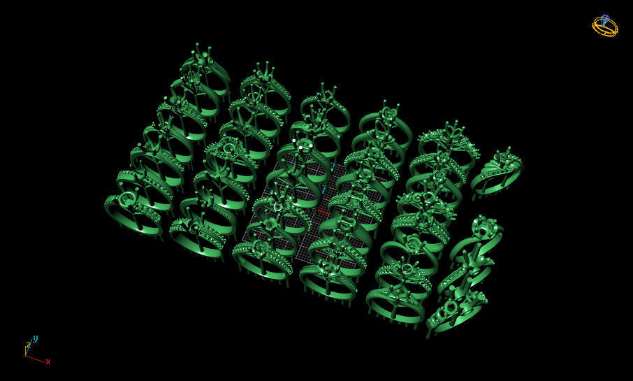 ring ring group of gold rings 3D print model_1