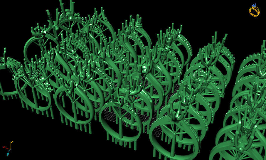 ring ring group of gold rings 3D print model_3