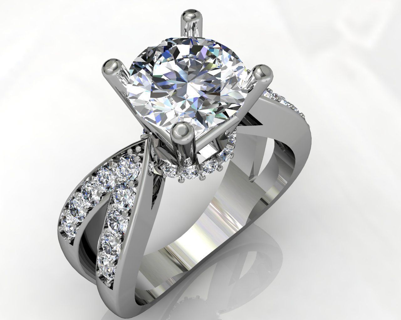 engagement ring with diamond  3D print model_2