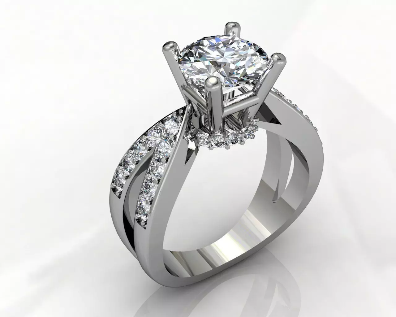 engagement ring with diamond  3D print model_0