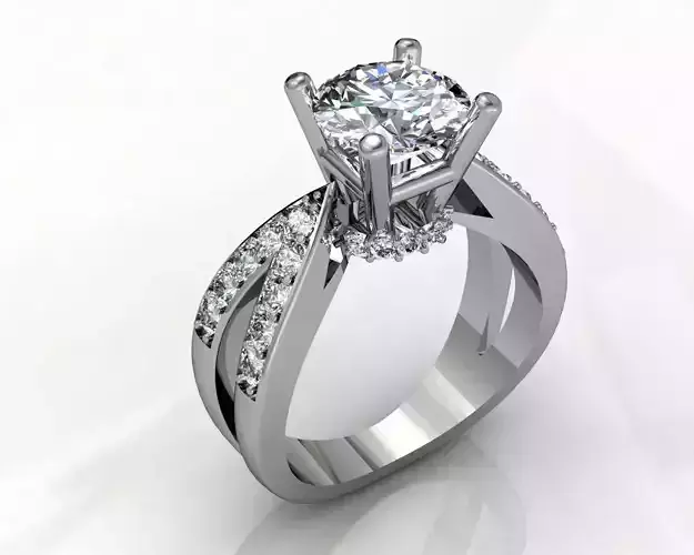 engagement ring with diamond  3D print model