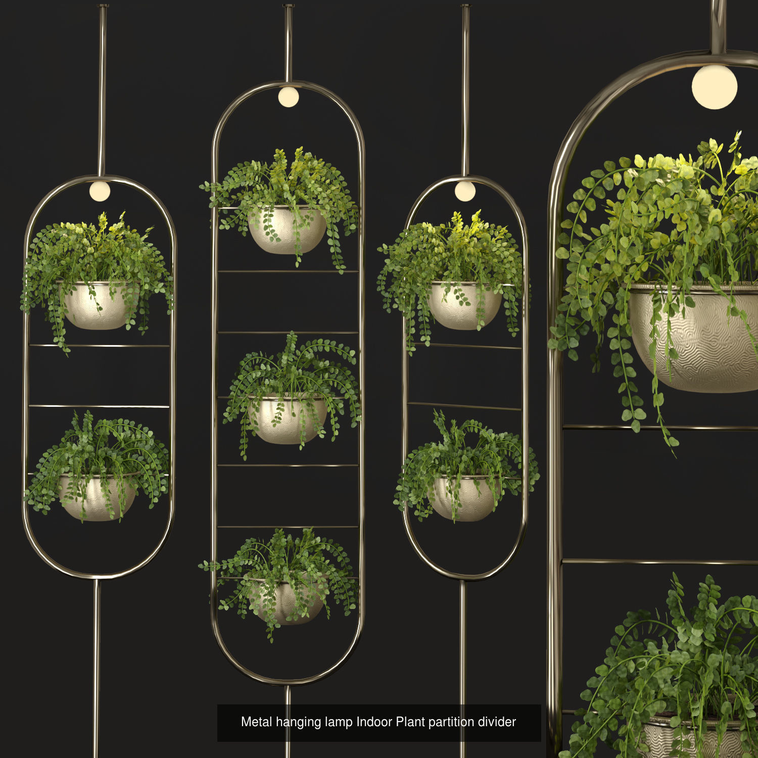 Indoor Leaf Tropical Plants Metal Frame Planter pot  3D Model Collection_6