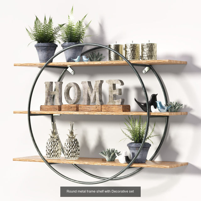 Indoor Leaf Tropical Plants Metal Frame Planter pot  3D Model Collection_5