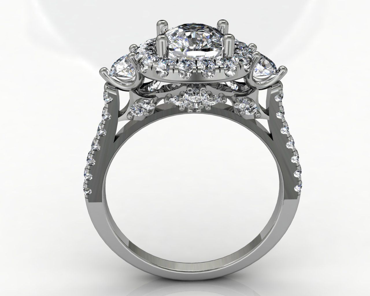 ring with round diamond  3D print model_1