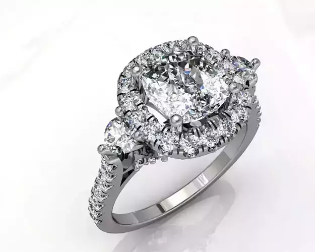 ring with round diamond  3D print model