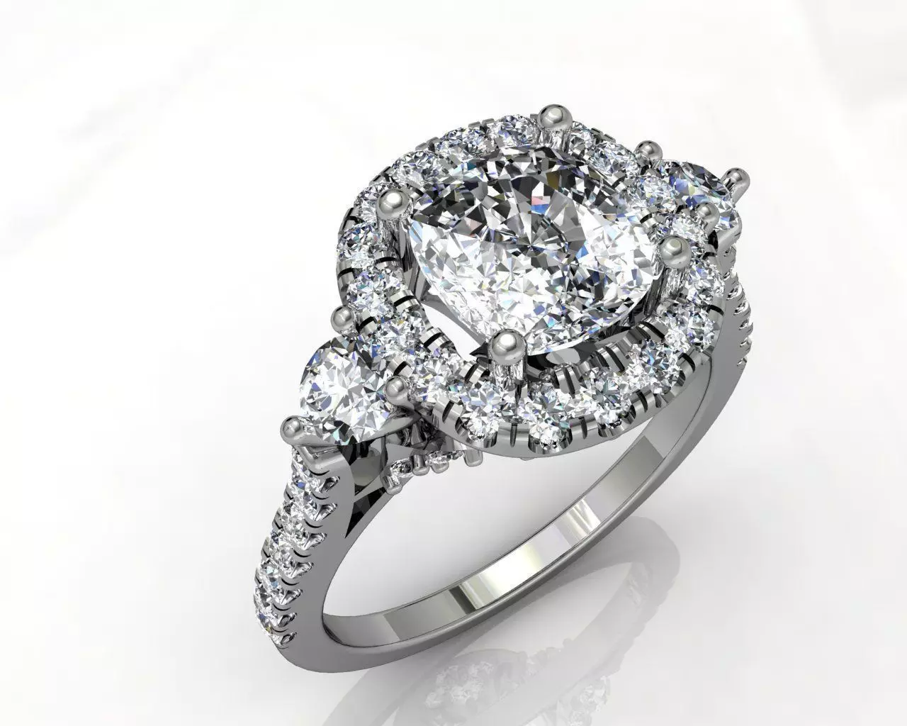 ring with round diamond  3D print model_0