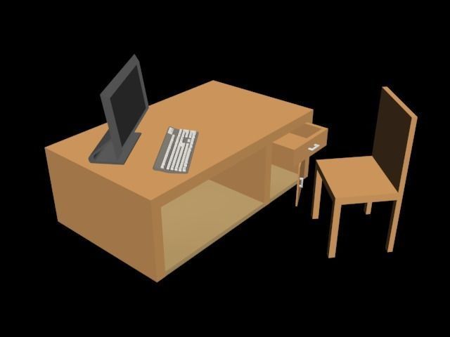 3d model computer table chair keyboard  3D print model_2