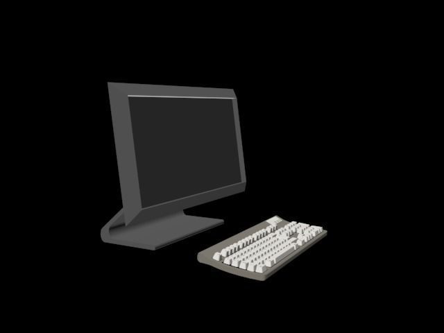 3d model computer table chair keyboard  3D print model_1