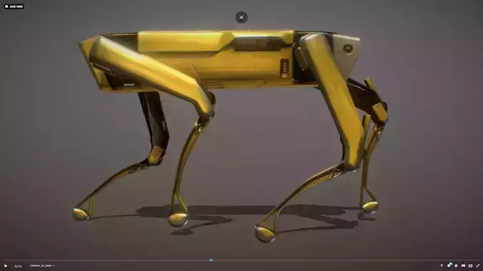 Robot Dog Rigged and animation walk Low-poly 3D model