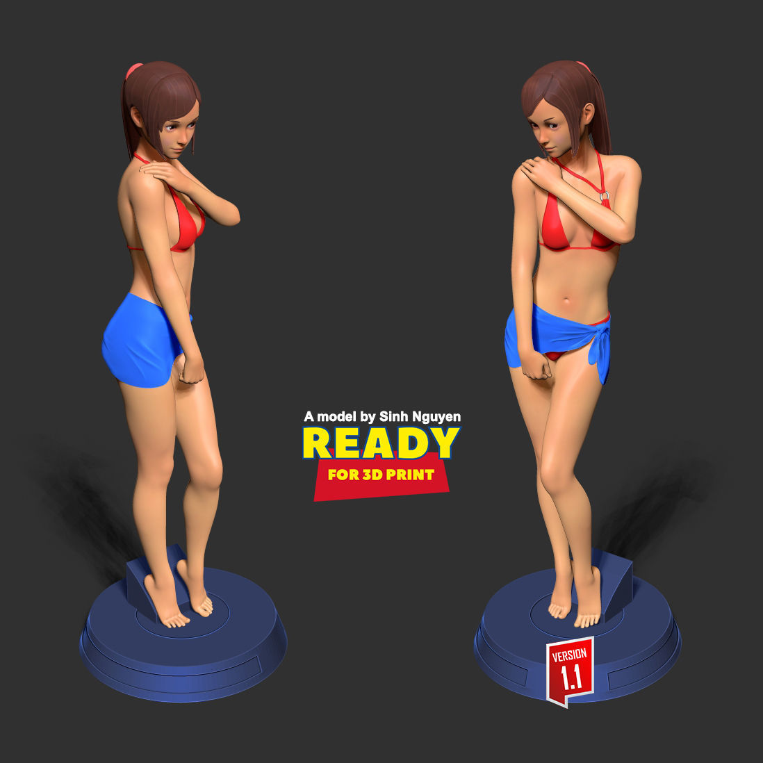 Shy girl 3D print model_6