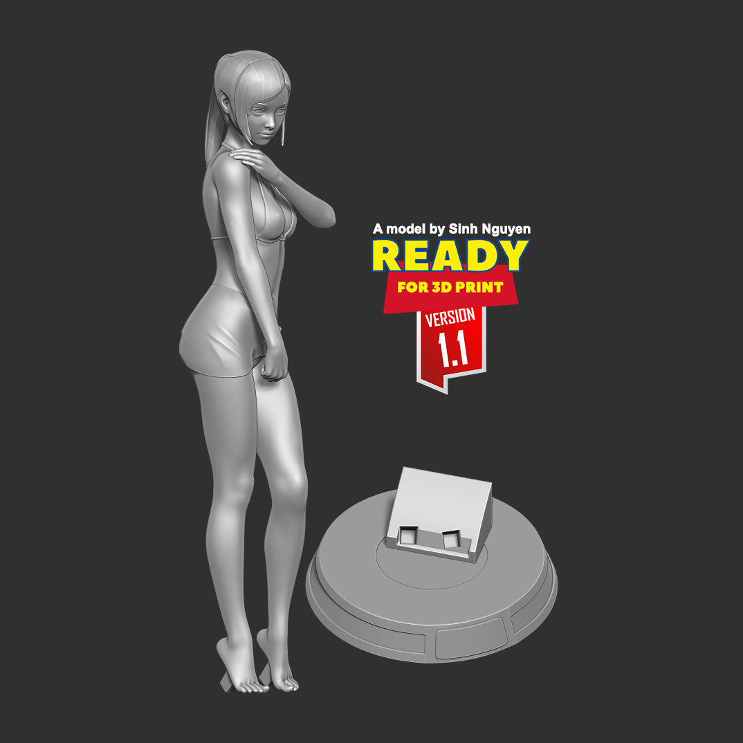 Shy girl 3D print model_2