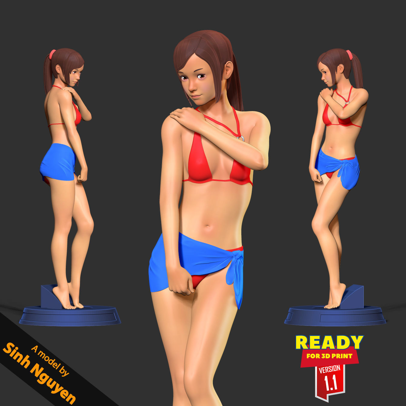 Shy girl 3D print model_1
