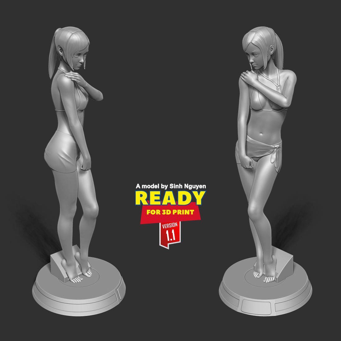 Shy girl 3D print model_5