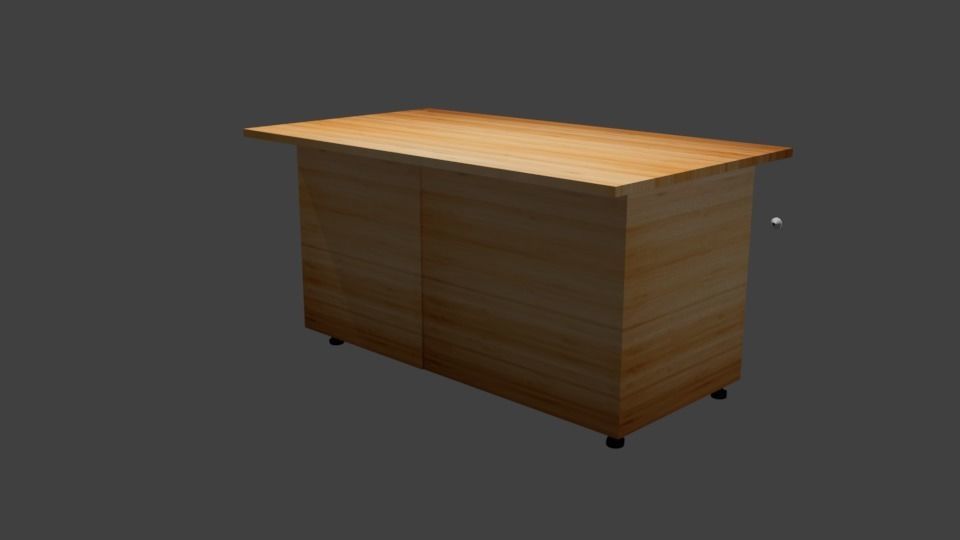 Wooden study table 3D model_2