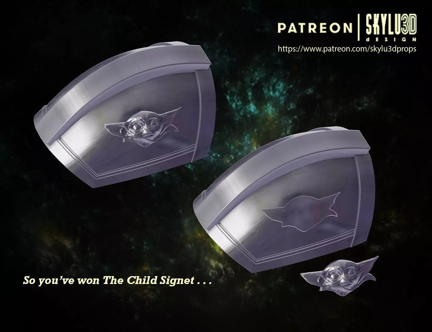The Mandalorian Shoulder Armor - The Child Signet  3D print model_0